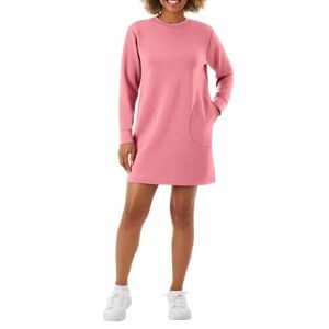 WOMENS PINK SANDWASH LONG SLEEVE MINI DRESS